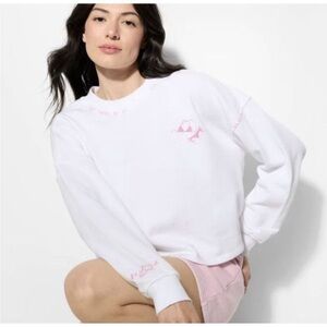 Wild Fable White and Pink Graphic Sweatshirt